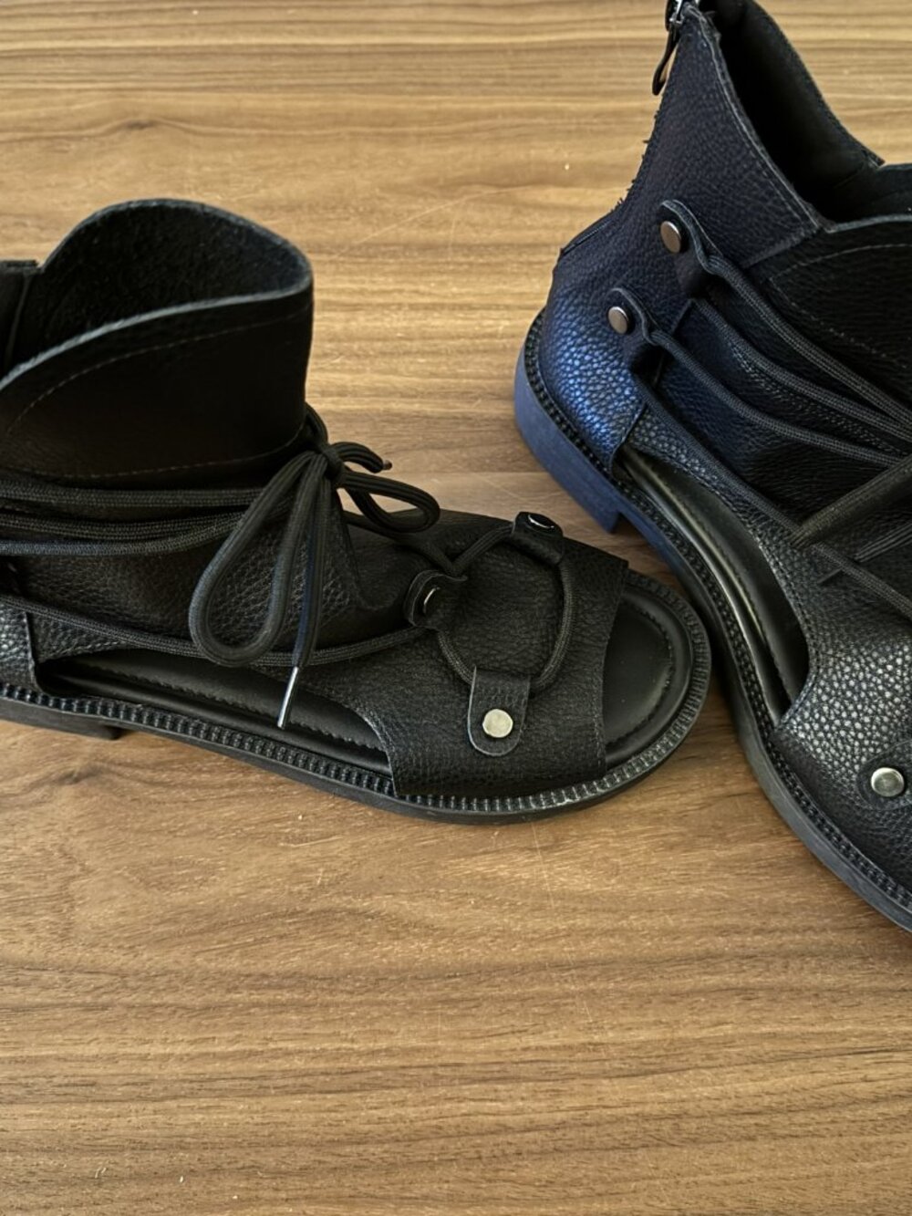 Black Peep-Toe Lace-Up Ankle Booties | EU 42 / US 11 - HS0439 - Picture 7 of 7
